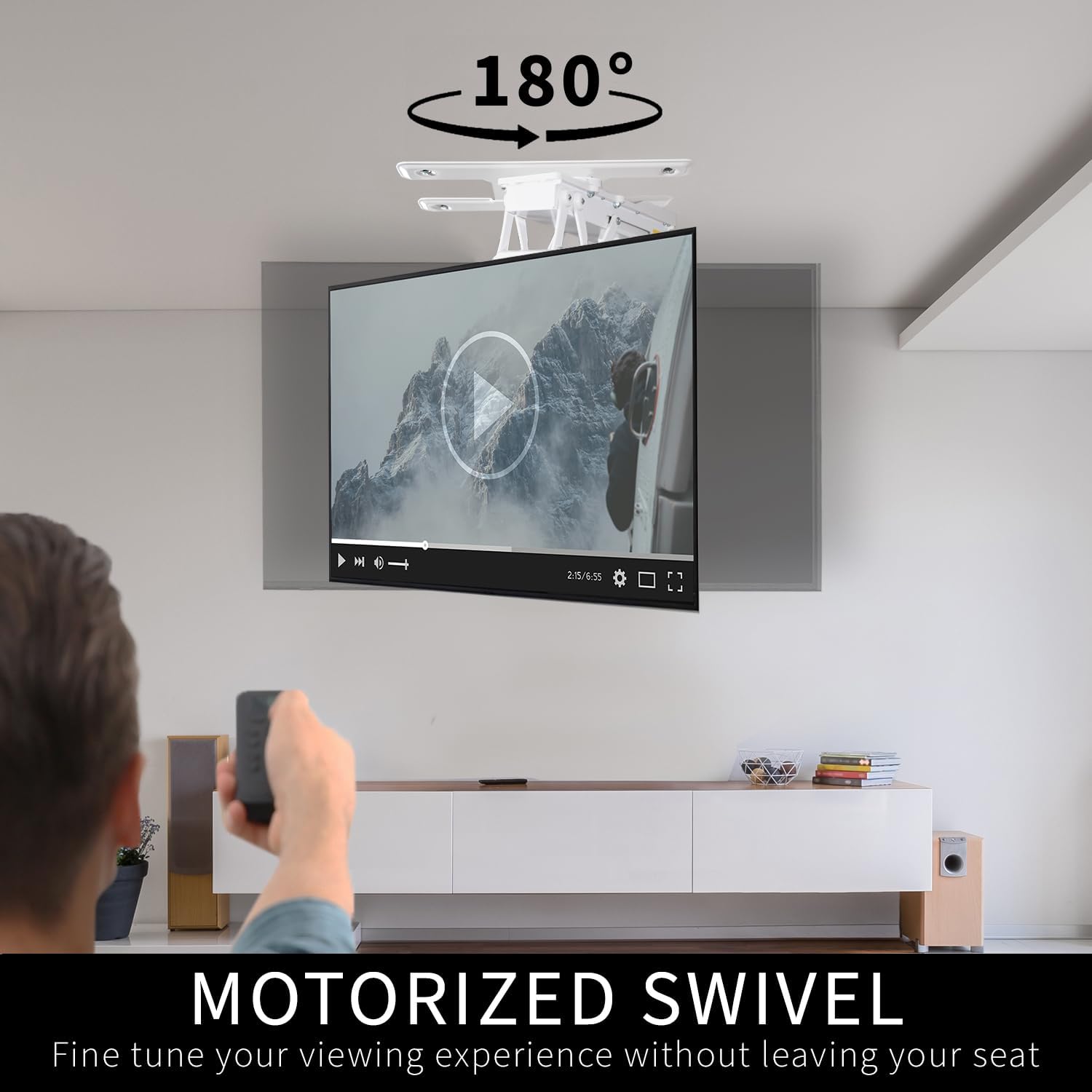 Suporte Giratório Elétrico para TV de Teto Giratório