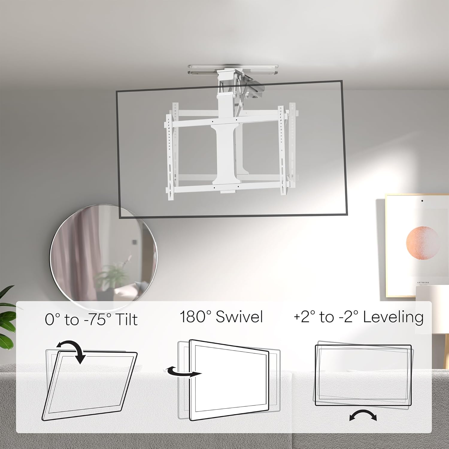 Suporte Giratório Elétrico para TV de Teto Giratório