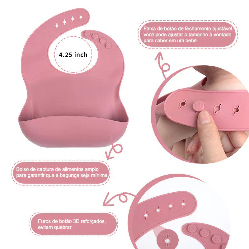 Kit 8 Talheres Infantil Com Ventosa Canudo Colher Babador Garfo