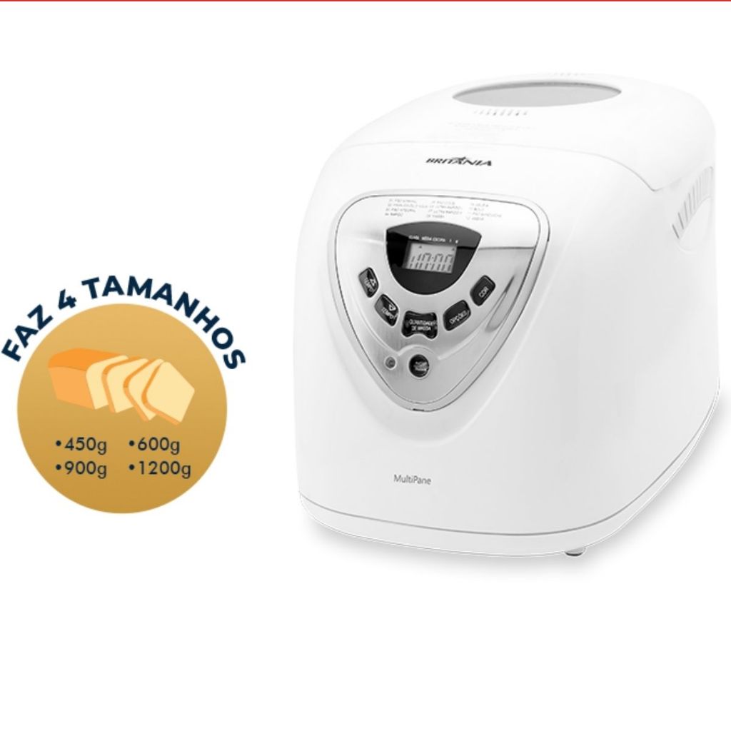 Panificadora Máquina de Pão Automática Elétrica 12 Programas Britânia Multipane Faz 4 tamanhos de pão  Livro de Receitas
