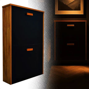 Sapateira Suspensa De Parede Vertical 2 Portas Basculante Moderna Estilo Minimalista Organizar