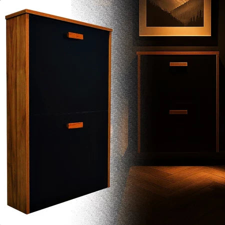 Sapateira Suspensa De Parede Vertical 2 Portas Basculante Moderna Estilo Minimalista Organizar